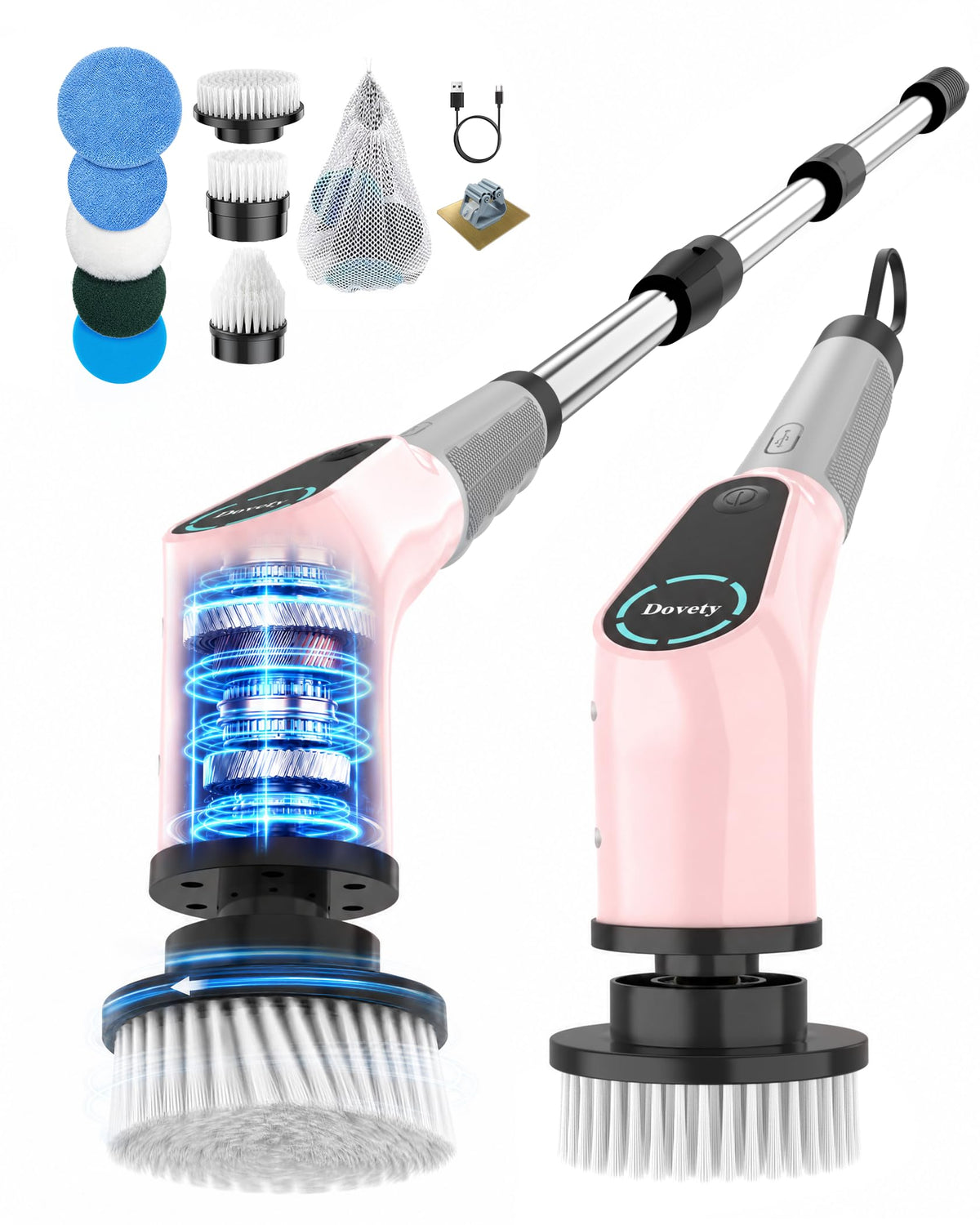 Dovety Electric Spin Scrubber, Extendable Handle - Image 1
