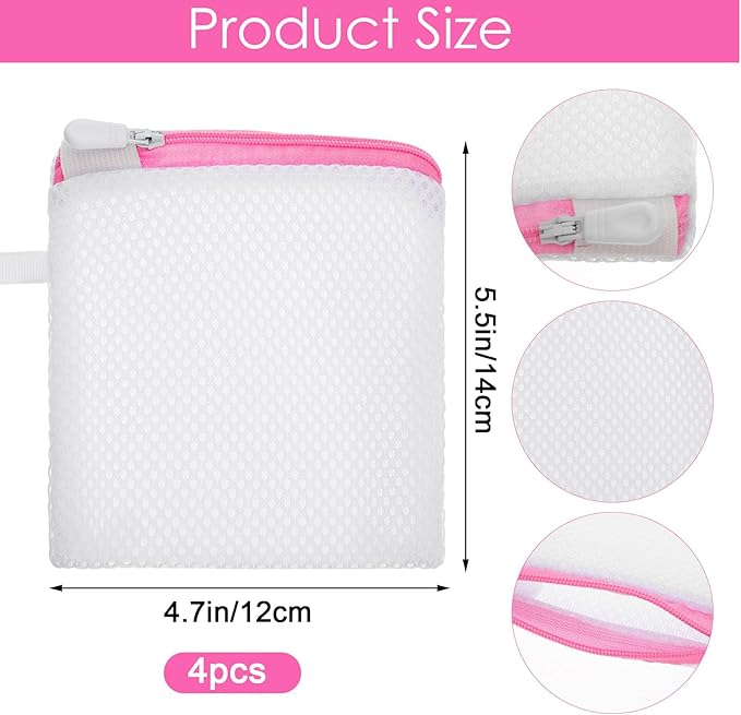 4 Pcs Small Laundry Mesh Bags Mini Washing Machine Underwear Washing Bag Lingerie Bags for Delicates Mini Mesh Net Foldable for Underwear Panties Bra Small Accessories
