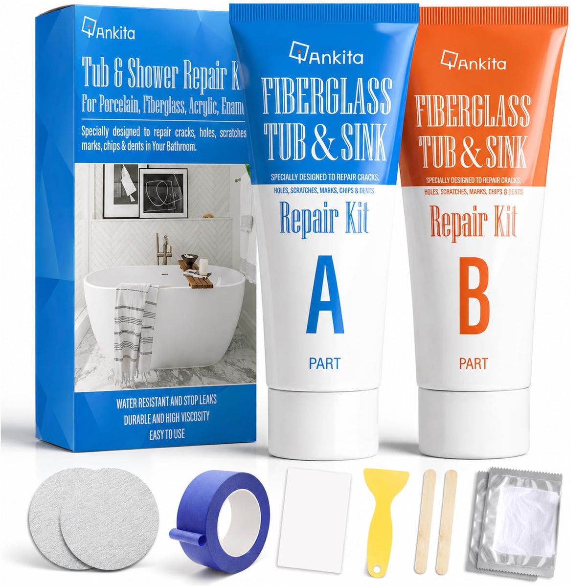 Tub Repair Kit White, Bathtub Repair Kit for Enamel - Image 1