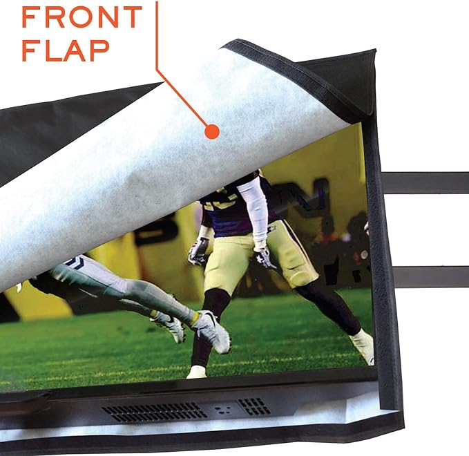 Outdoor TV Cover 60-65 inch - WITH FRONT FLAP - Weatherproof, Waterproof protection, Soft Interior, With Bottom cover - Black