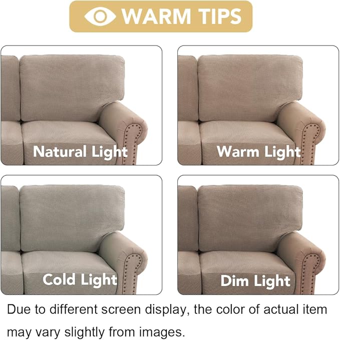 H.VERSAILTEX Multi-Pieces Sofa Covers Stretch Couch Covers Form Fitted Seats and Back Cushions Covers (3 Seat Covers Plus 3 Back Cusion Covers, Bonus 2 Armrest Covers), Sand