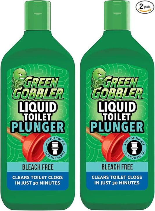 Green Gobbler Liquid Toilet Plunger | Clog Remover | Safe for Toilets and Septic | 2 Pack