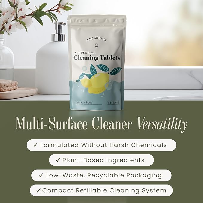 All-Purpose Cleaner Tablets, Multi-Surface on Counters, Stovetops, Tile, Wood, Bath & Glass, Water-Activated Concentrate, 10 Pack Refills