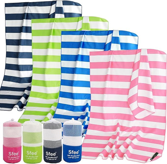 Sfee 2 in 1 Microfiber Beach Towel, Quick Dry Towel Camping Towel Travel Towel Super Absorbent Compact Lightweight Sports Gym Towels Set for Beach, Gym, Hiking, Pool, Backpacking, Bath, Yoga