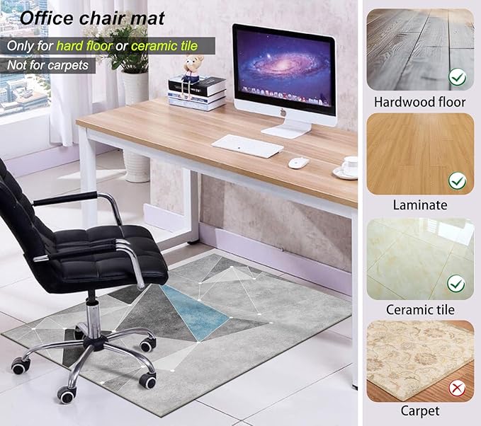 Office Chair Mat for Hardwood Floor,36"*48" Highly Premium Quality Protector Floor Mat,Desk Chair Mat - 2.15lbs Anti-Slip Chair Rug Mat for Office Home Laminate Floor Black Blue
