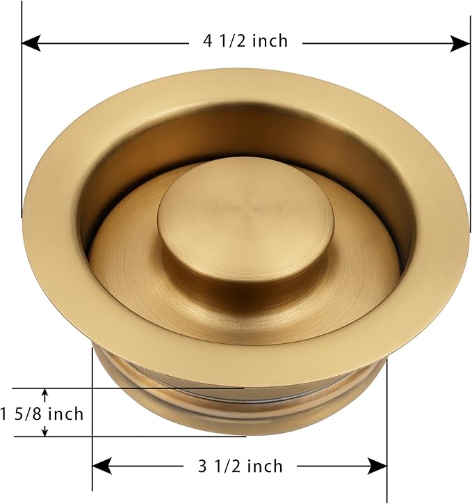 LQS Kitchen Sink Garbage Disposal Flange and Sink Stopper, fit 3-1/2 Inch Standard Sink Drain Hole Color Golden