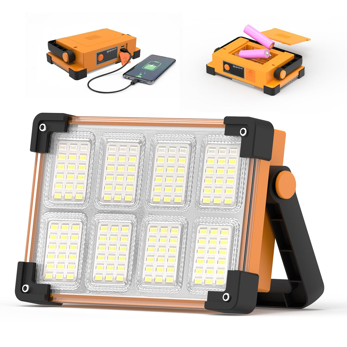 Rechargeable LED Work Light with Removable Battery, 144 LED Flood - Image 1