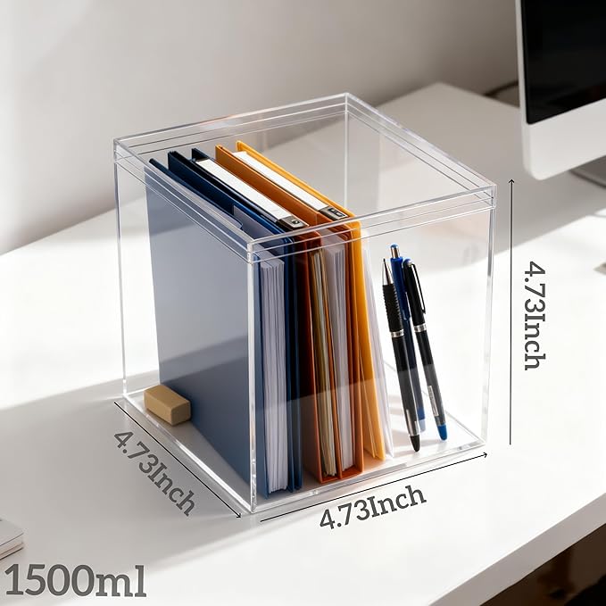 KissYou Acrylic Box Large Clear Display Boxes with Lids 2 Packs Party Decoration Plastic Square Cube Christmas Candy Boxes