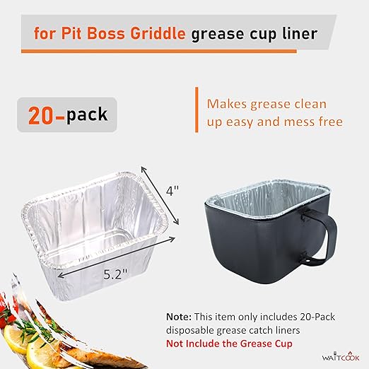 20-pack Grease Cup Liners for Pit Boss 2, 3, 4-Burner Ultimate Lift-Off Griddles,for Razor Griddle 4 Burner Griddle Big Grease Trap Liners