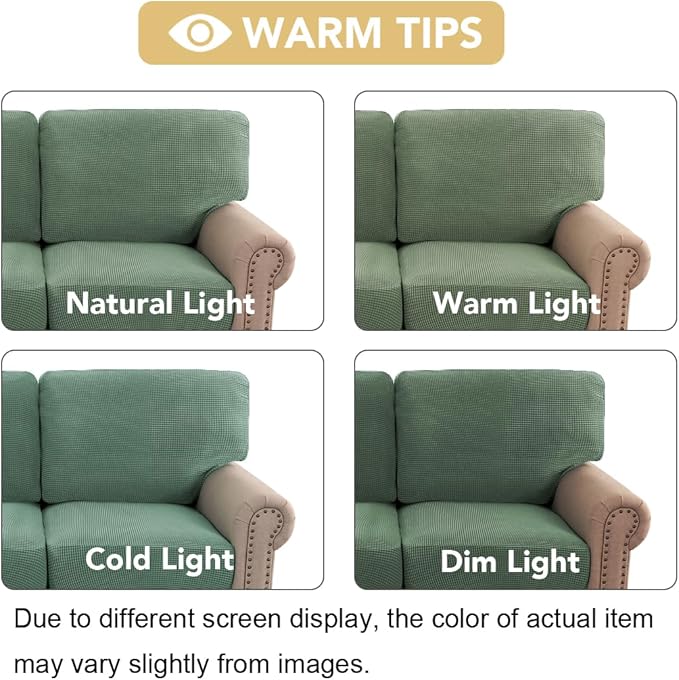H.VERSAILTEX Multi-Pieces Sofa Covers Stretch Couch Covers Form Fitted Seats and Back Cushions Covers (2 Seat Covers Plus 2 Back Cusion Covers, Bonus 2 Armrest Covers), Loden Frost