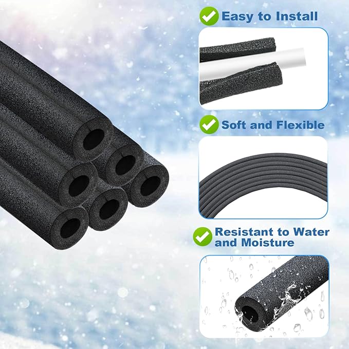 Insulating Foam Pipe Covers, Outdoor Water Pipe Insulation Water Pipe Freeze Protection,Foam Tube Suitable for Outdoor and Indoor Water Pipe Pipeline( 12 Pcs,3/4inch)