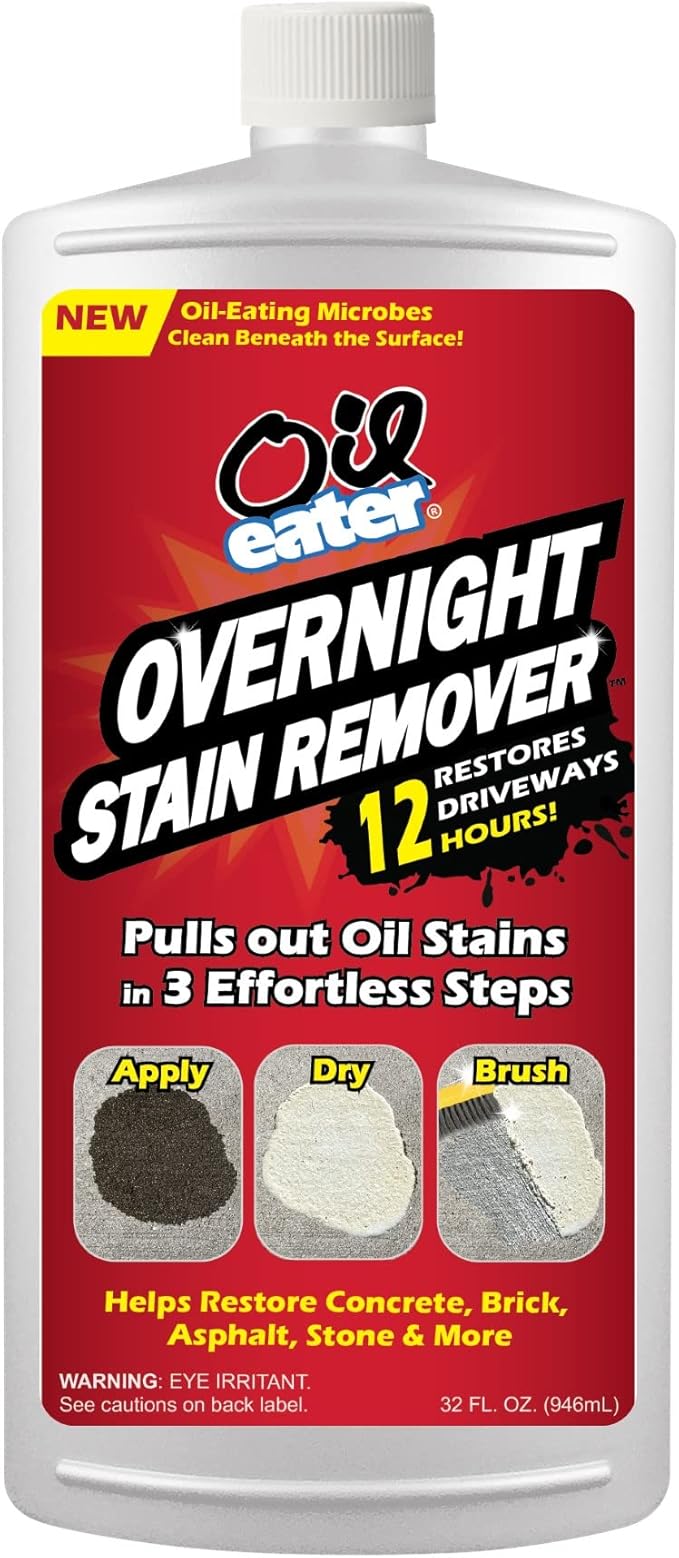 Oil Eater Overnight Concrete Stain Remover – Driveway, Garage & Paver Oil Stain Cleaner