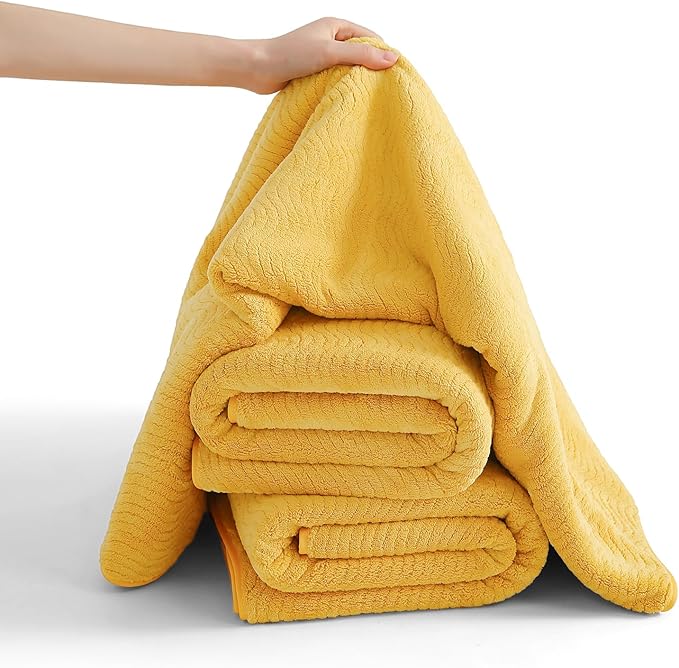 8 Piece Bath Towel Set |2 Oversized Large Bath Sheet,2 Hand Towels,4 Washcloths| Ultra Soft Cozy Bath Towel Set for Bathroom Hotel Gym Spa,Highly Absorbent Quick Dry Bathroom Towel Collections,Yellow