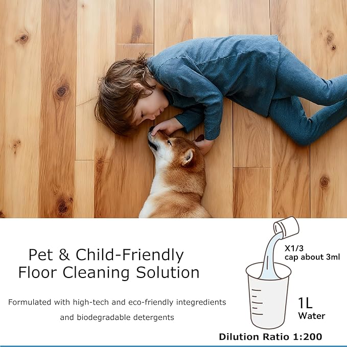 Floor Cleaning Solution Compatible with Roborock Vacuum Mop Solution Citrus Scented, Residue & Streak Free Deep Clean for Hardwood, for Roborock Saros 10/10R/Z70, Q7 Q8 Q10 S7 S8 Qrevo Series and More