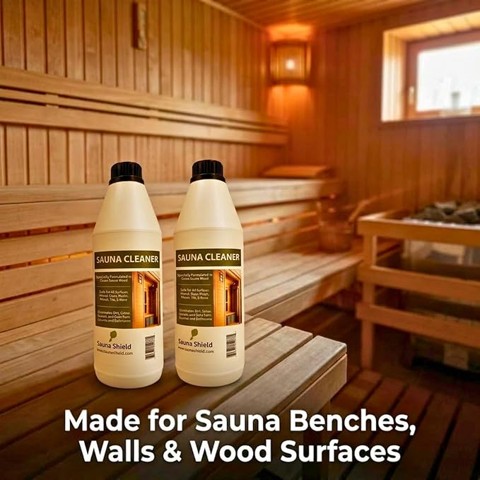 Sauna Cleaner | 67.63 fl oz/2L | Professional-Grade Sauna Wood & Surface Cleaner | Removes Sweat, Oils & Grime | Biodegradable | Citric Scent