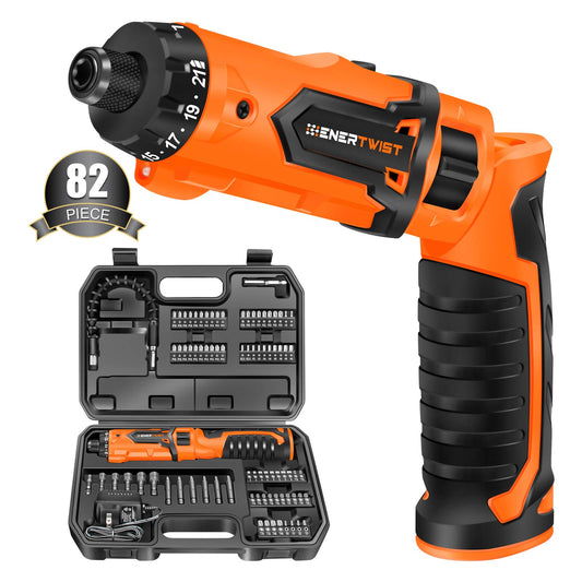 ENERTWIST 8V Cordless Screwdriver, 82 Accessory Kit - Image 1