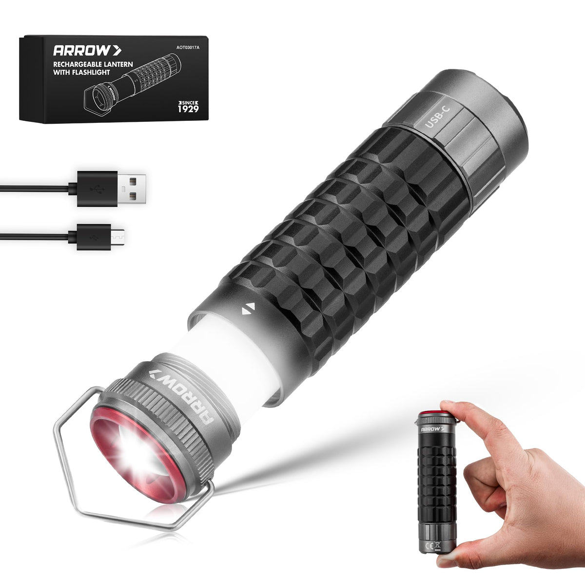 Arrow 2-in-1 Portable Camping Lantern and Flashlight with 3 Modes - Image 1