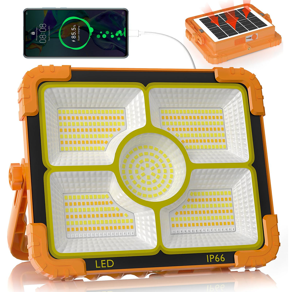 100W LED Solar Work Light, 466 LED 10000LM Magnetic | Home Repair - Image 1