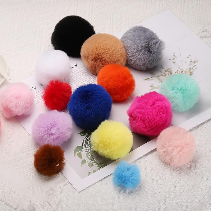 uxcell 3.5 Inch Faux Fur Pom Pom Balls, 10 Pcs Light Grey Fluffy Soft Faux Fur Pom Poms for Hats with Elastic Loop for DIY Knitting Hats Keychain Scarves Gloves Bags Shoes Accessories
