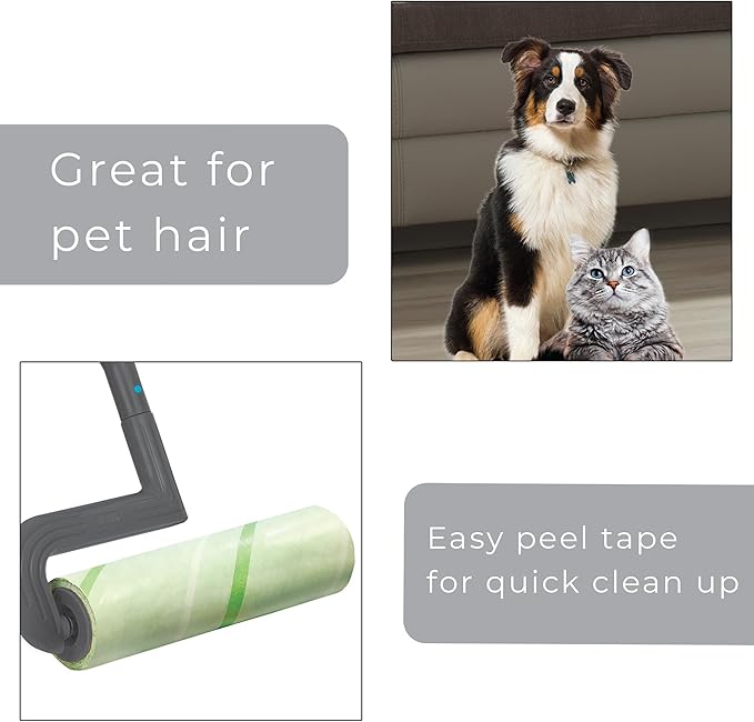 Smart Design Mega Floor Lint Roller Refill - Set of 2 (100 Sheets Total) - Easy-Peel Angled 10 inch Large Adhesive Sticky Sheets - Cleaning, Carpet, Car, Clothes, Dog Cat Fur, and Pet Hair Remover