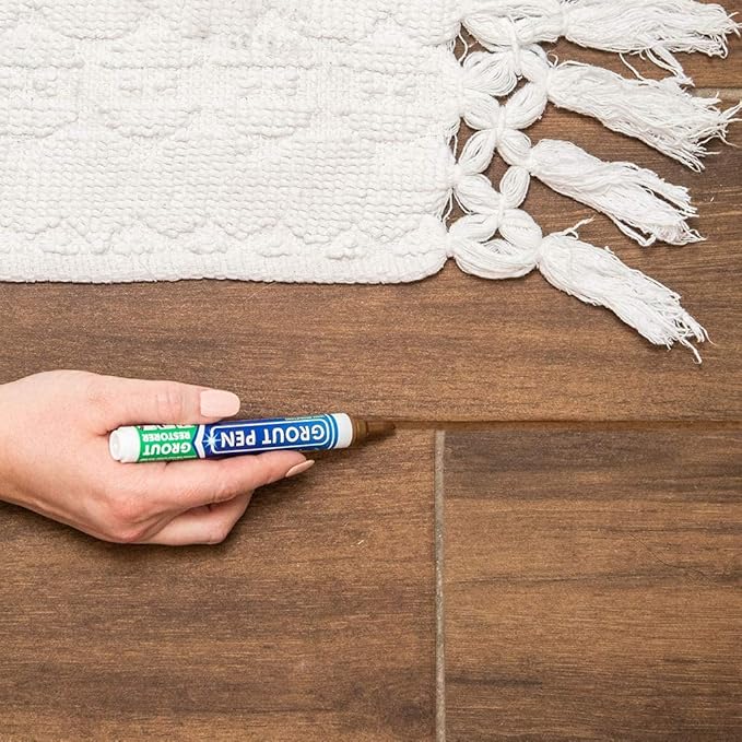 Grout Pen Tile Paint Marker: Brown Narrow 5mm with 5 Pack Replacement Tips - Waterproof Grout Colorant and Sealer Pen to Renew, Repair, and Refresh Tile Grout - Cleaner Coating Stain Pens