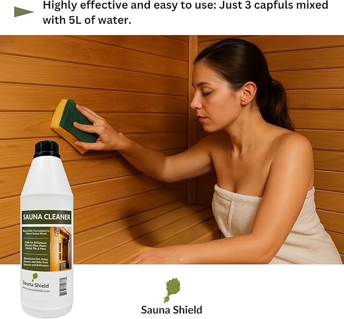 Sauna Cleaner | 67.63 fl oz/2L | Professional-Grade Sauna Wood & Surface Cleaner | Removes Sweat, Oils & Grime | Biodegradable | Citric Scent