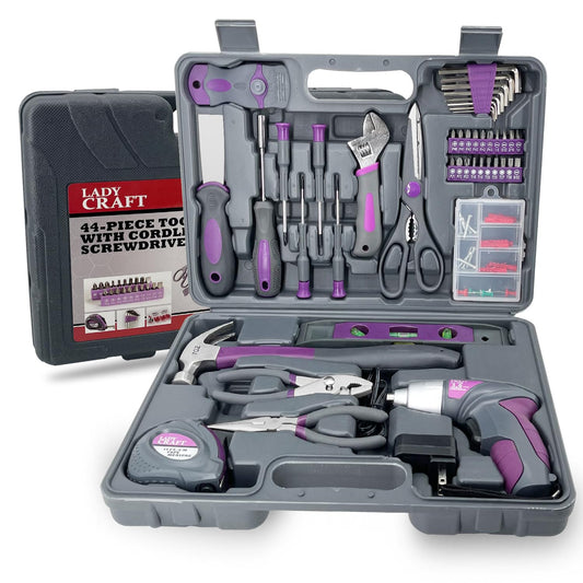 44Pcs Lady Tool kit 4V Purple Poewer Screwdriver Set Home/Dorm - Image 1