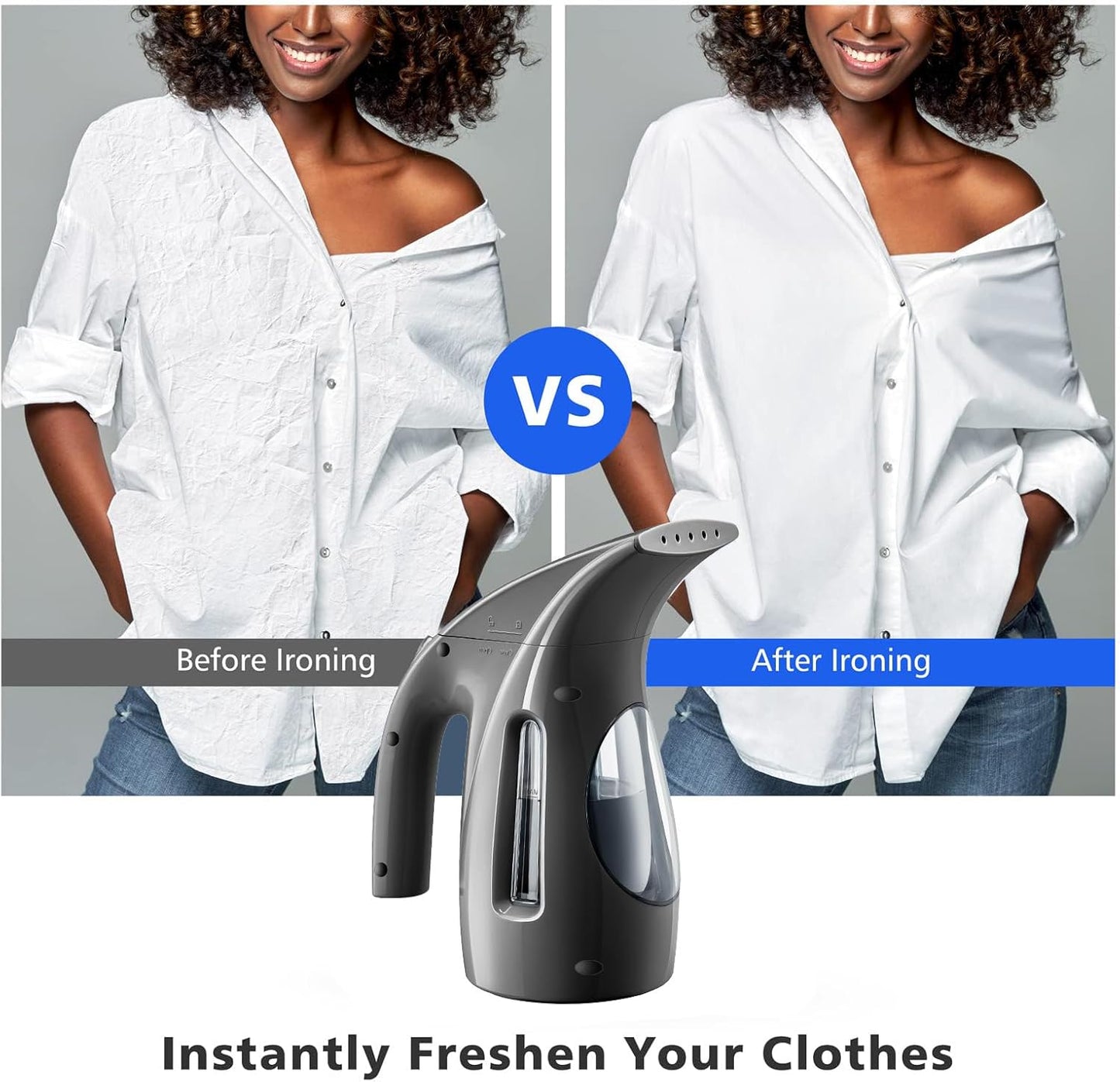 Portable Garment Steamer – 700W Handheld Clothes Steamer, 240ml Tank, Fast Wrinkle Remover for Home & Travel (110-120V, Black)