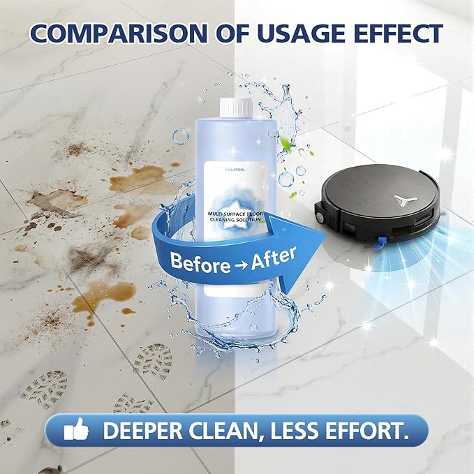 Multi-Surface Floor Cleaning Solution Compatible with ECOVACS DEEBOT X11 OmniCyclone / X9 PRO OMNI / T80 OMNI / T50 PRO OMNI / N30 Series / N20 Series, 1L