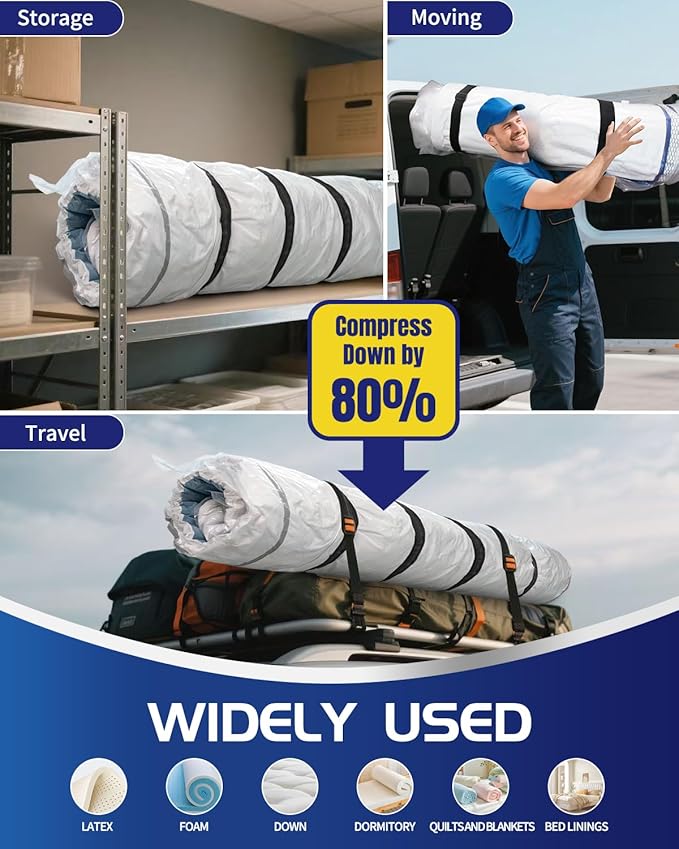 Vacuum Storage Bags for moving, Vacuum Seal Bags for Memory Foam, Latex, Clothing & Bedding, Space Saver Bags for Organization and Storage(1 King/Cal-King)