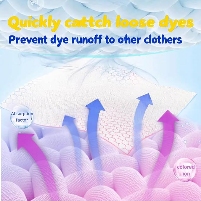 OWNFUN Color Catcher Sheets for Laundry Dye Absorber Sheets Prevent Color Bleeding Fragrance Free Color Grabbers for Mixed Washes Clothes Quilts