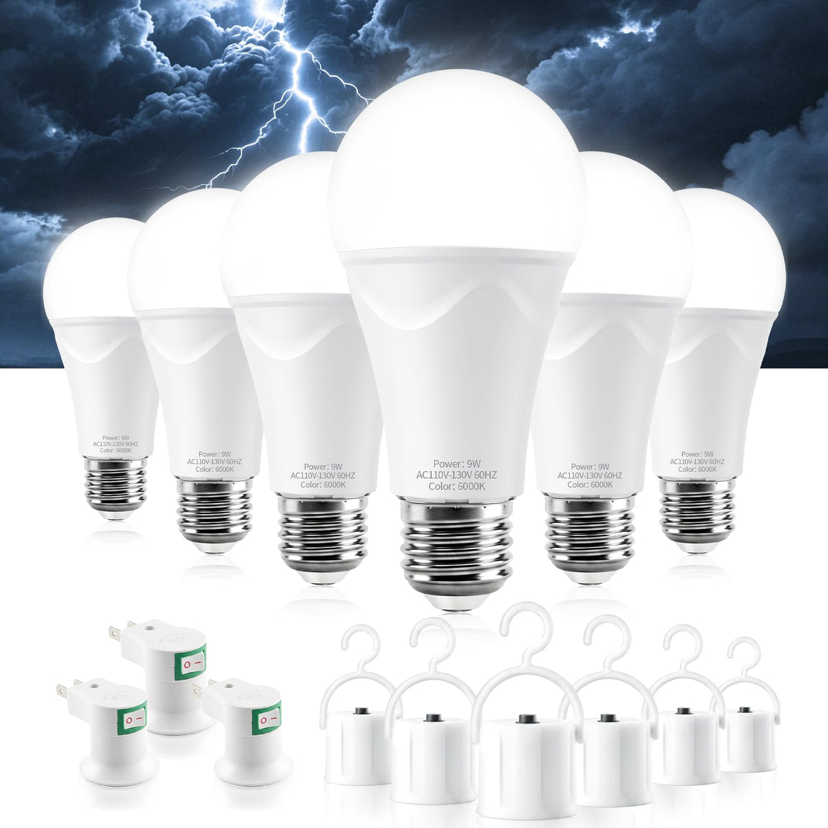 Rechargeable Light Bulbs, 9W Battery Operated Light Bulbs - Image 1