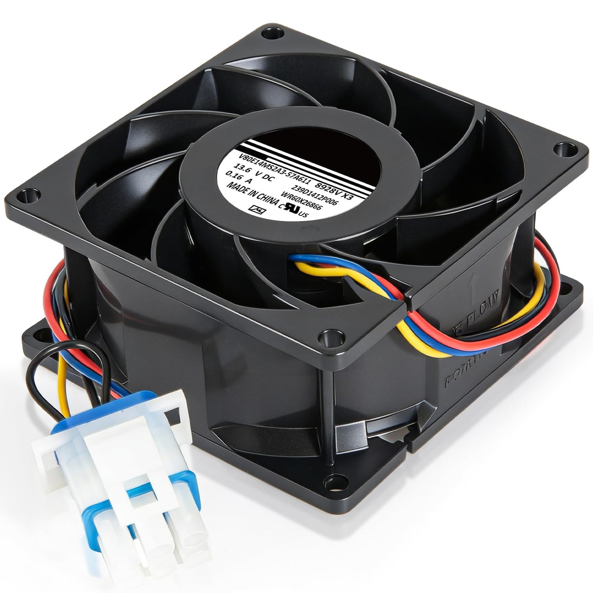 WR60X26866 Refrigerator Evaporator Fan Motor for GE, 7-Blade - Image 1