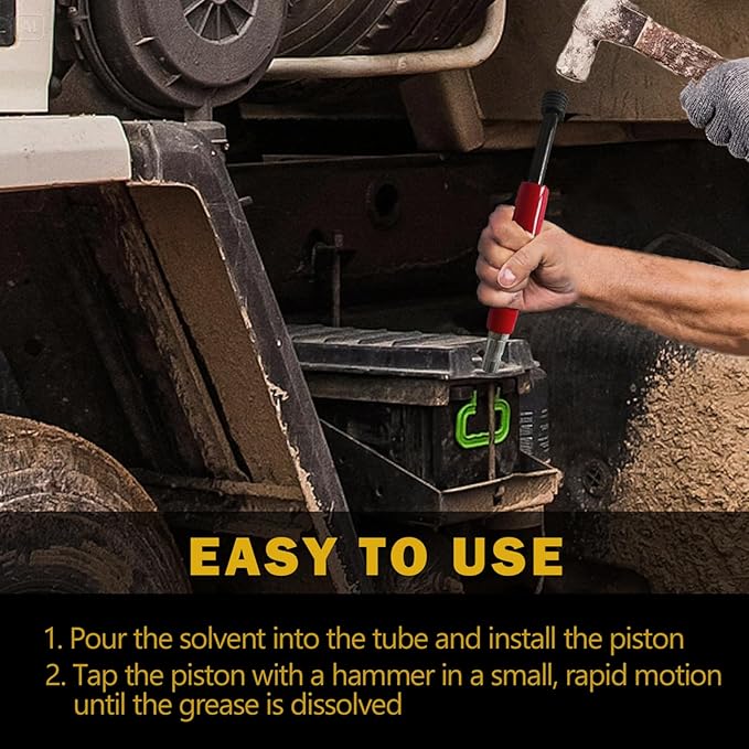SOVLE Grease Fitting Cleaning Tool, Grease Zerk Buster Remove Old Dried Grease from Fittings, Pins, Shafts, Bushings, and Joints for Tractors, Excavators, Heavy Machinery (no Replacement Part)