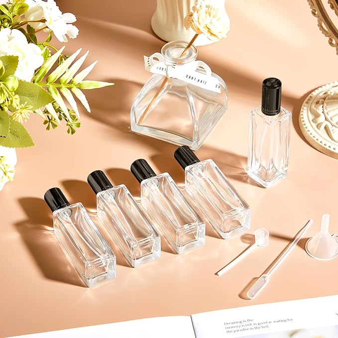 Domensi 30 Pcs 10/20/30 ml Perfume Travel Refillable Bottles Glass Spray Bottle Perfume Atomizer for Cologne Dispenser Leak-proof Fragrance Bottles Atomizer Pump Bottle Kit (Black)