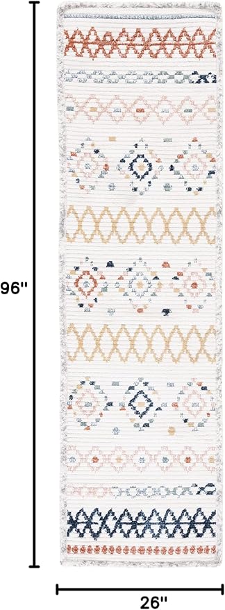 SAFAVIEH Marrakech Collection Runner Rug - 2'2" x 8', Ivory & Multi, Moroccan Boho Tribal Rustic Design, Non-Shedding & Easy Care, Ideal for High Traffic Areas in Living Room, Bedroom (MRK612A)