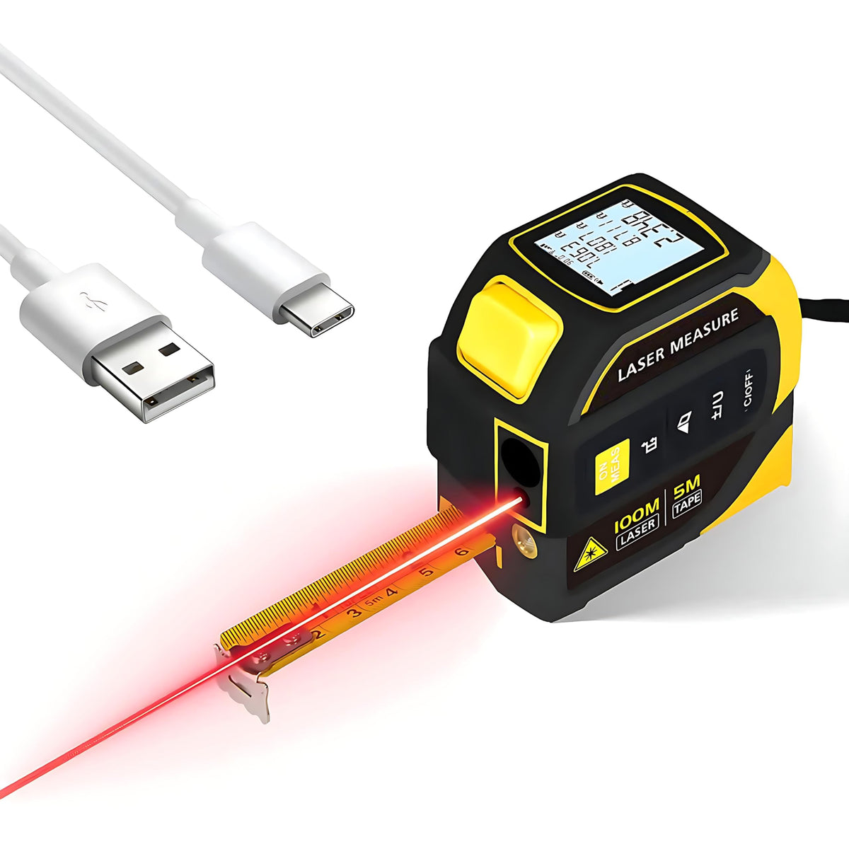 4-in-1 Digital Laser Tape Measure, 16FT Auto-Lock Tape - Image 1