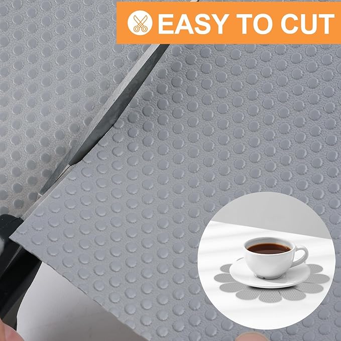 FLPMIX Kitchen Cabinet Shelf Liner: Light Gray Waterproof Kitchen Drawer Liner 12"x 120" - Easy to Cut Non-Adhesive Bathroom Cupboard Mat for Pantry Shelves