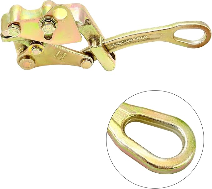 QWORK 6613lb Cable Grip Steel Wire Gripper, 2 Pack 3T Rope Jaw Puller, Clamp Puller