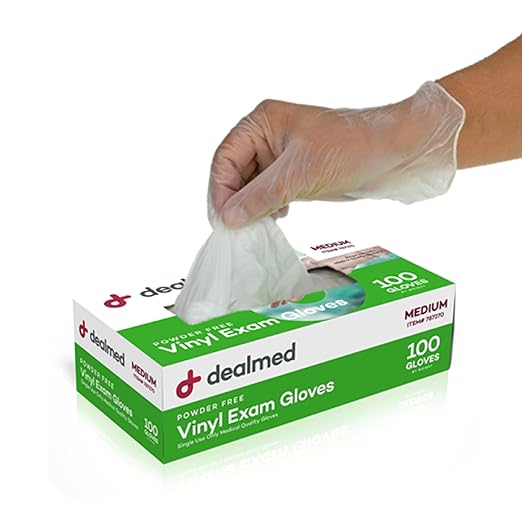 Dealmed Vinyl Exam Protection – 100 ct. Medium Medical, Kitchen, Disposable, Non-Irritating Latex Free
