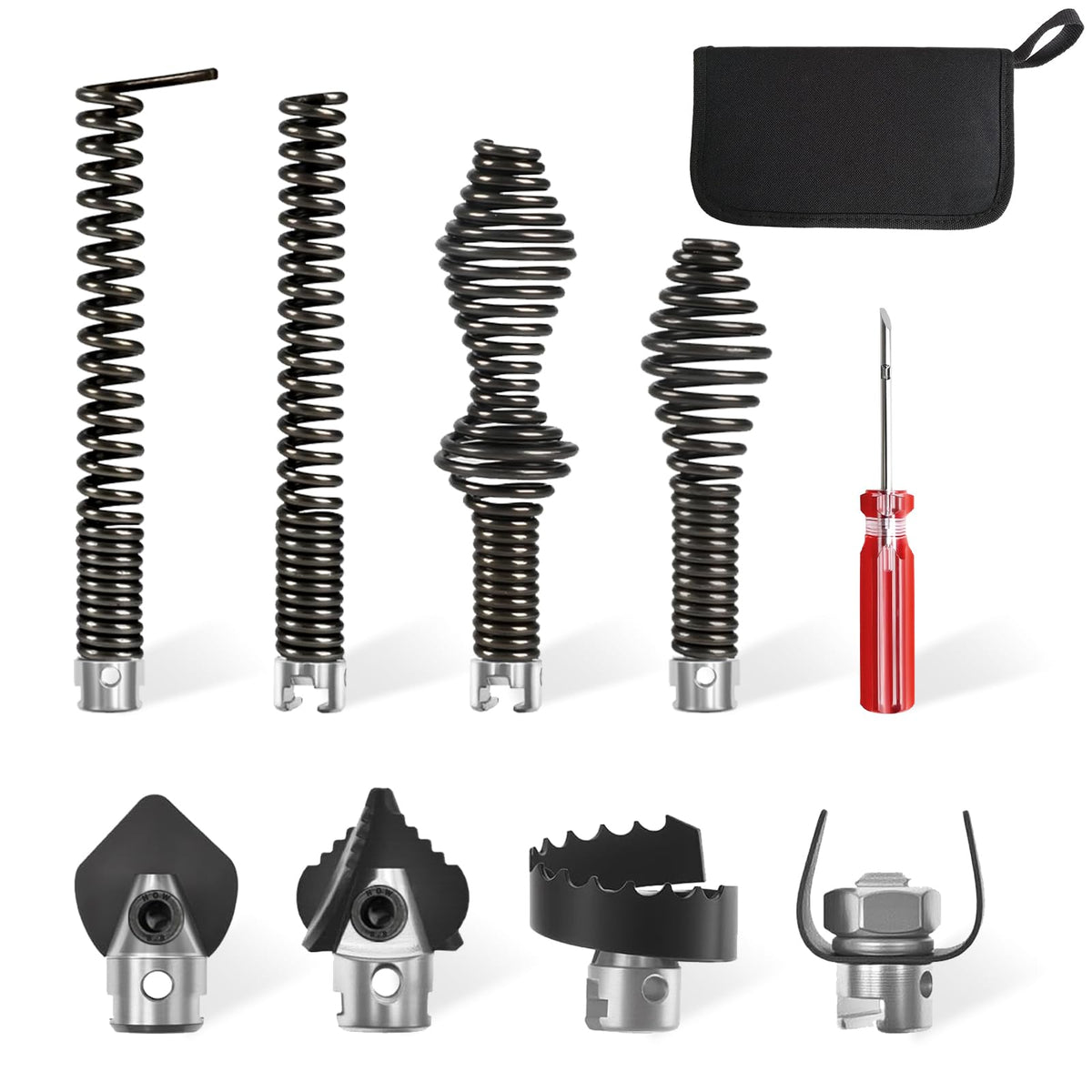 weiwei 9 Pcs Drain Snake Drill Attachment Kit, Manganese | Drain Care - Image 1