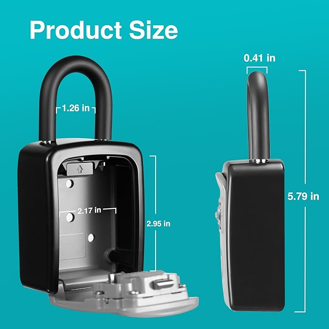 Puroma Key Lock Box, Lockbox for Keys Outdoor Combination Security Lockbox Outside Portable Storage Safe Box for Realtor and Rental, Home Office Apartment Door Handle House Key