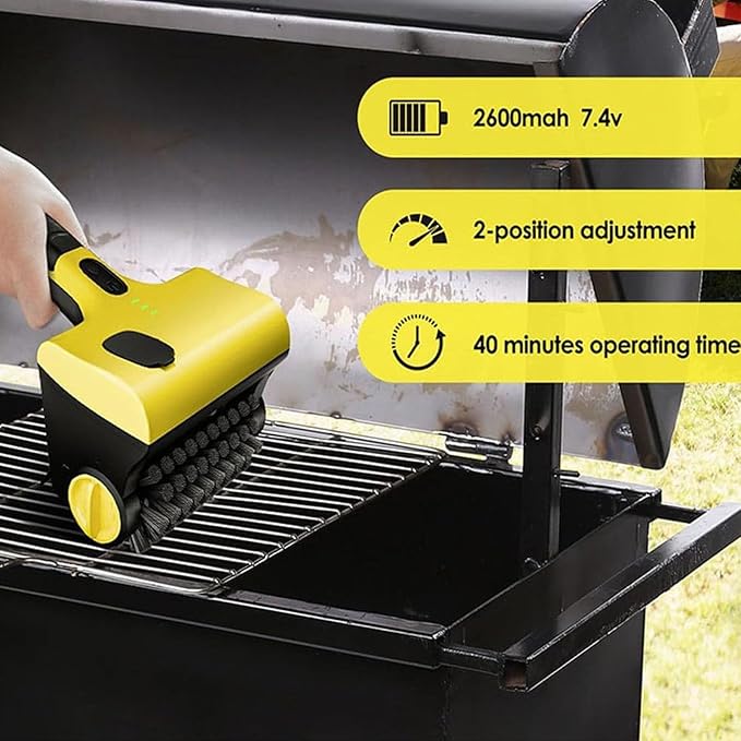 Electric Grill Clean Brush, 360° Rotating Cleaning Brush, Grill Brush, Cordless Rechargeable Barbecue Grill Cleaner with Replacement Bristles for BBQ Grill Bathroom and Kitchen