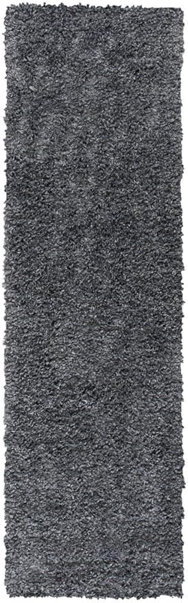 SAFAVIEH August Shag Collection Runner Rug - 2' x 11', Charcoal, Solid Design, Non-Shedding & Easy Care, 1.5-inch Thick Ideal for High Traffic Areas in Living Room, Bedroom (AUG200H)