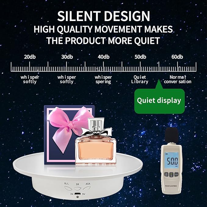 Motorized Rotating Display Stand, Mirror Covered 360 Degree Turntable Display Stand for Photography Products and Shows, Max Load 18Lb/ 7.87 inch Video Show, Battery/USB Power Supply (Remote