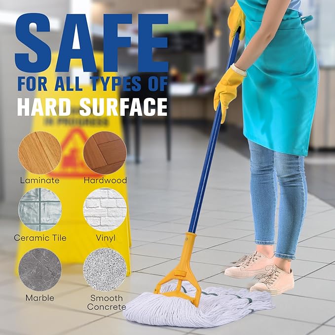 Matthew Cleaning Synthetic Rayon Mop Head Replacement, Chemical Resistant 4-Ply Looped End Commercial Mops for Floor Cleaning and Finishing, 20 oz Large, 1 Pack