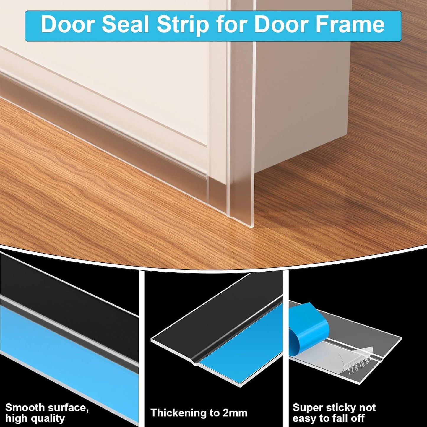 Weather Stripping Door Seal Strip 20 Ft — Clear Silicone Gap Blocker for Doors, Windows & Showers