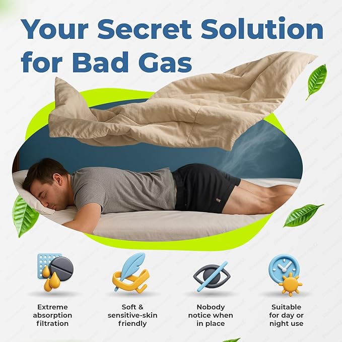 Gas Relief for Adults, Ends Odor & Sound, Flatulence Charcoal Underwear Helper. Flatulence Relief Pads. Odor Eliminator: Absorber, Deodorizer, Neutralizer, Filter, Gas and Bloating Relief P-5