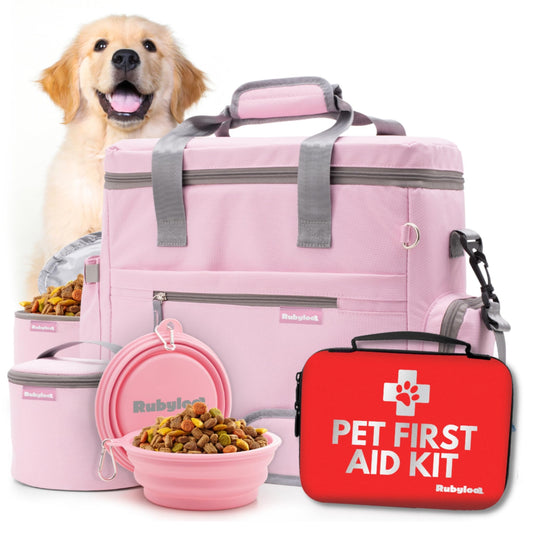 Rubyloo Pet Travel Bundle – Original Doggy Bag (Lt Pink) + - Image 1