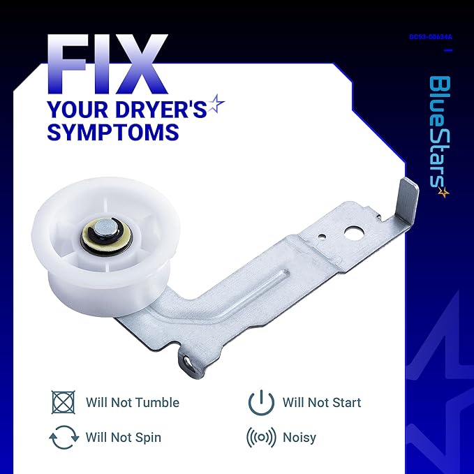 [UPGRADED Dual Ball Bearings] BlueStars 6602-001655/5ph2337 Drum Belt & DC93-00634A Dryer Idler Pulley with Sturdy Clip - Compatible with Samsung, Kenmore DV45H7000EW DV48H7400EW DV42H5000EW